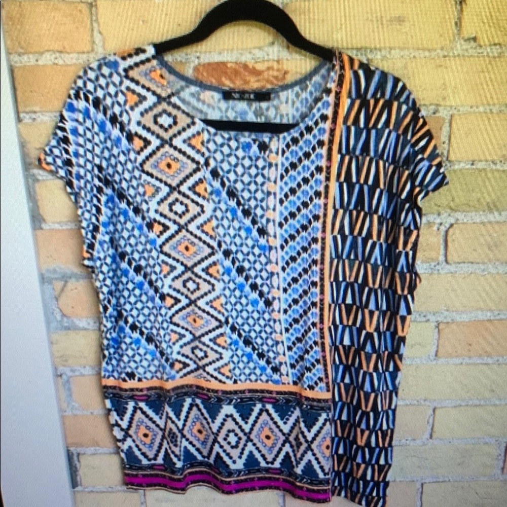 NIC+ZOE Multicolored Graphic Relaxed Blouse